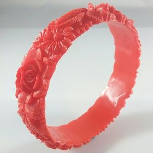 Super Bright Red Vintage Celluloid Bangle